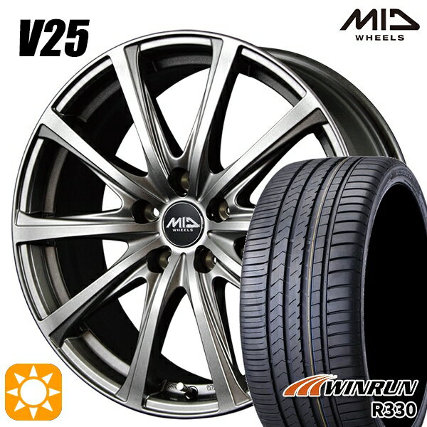 【取付対象】ジェイド アクセラ 225/40R18 92W XL ウィンラン R330 MID ユーロスピード V25 メタリックグレー 18インチ 7.5J 5H114.3 サマータイヤホイールセット