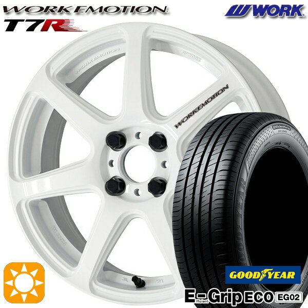 【取付対象】アクア クロスビー 185/55R16 83V グッドイヤー エフィシェントグリップ EG02 WORK エモーション T7R ホワイト 16インチ 6.5J 4H100 サマータイヤホイールセット