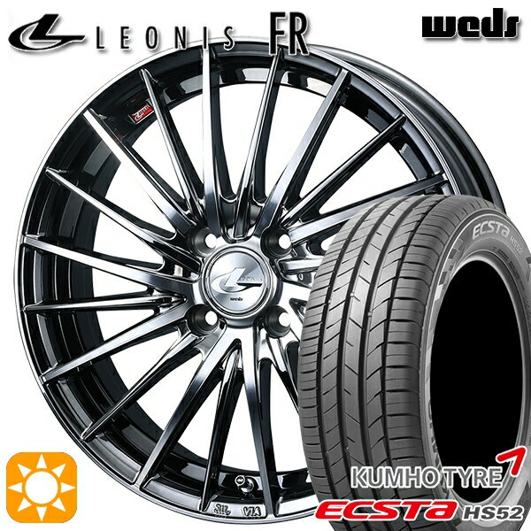 【取付対象】195/45R16 84V XL クムホ エクスタ HS52 Weds レオニス FR BMCMC (ブラックメタルコート ミラーカット) 16インチ 6.0J 4H100 サマータイヤホイールセット
