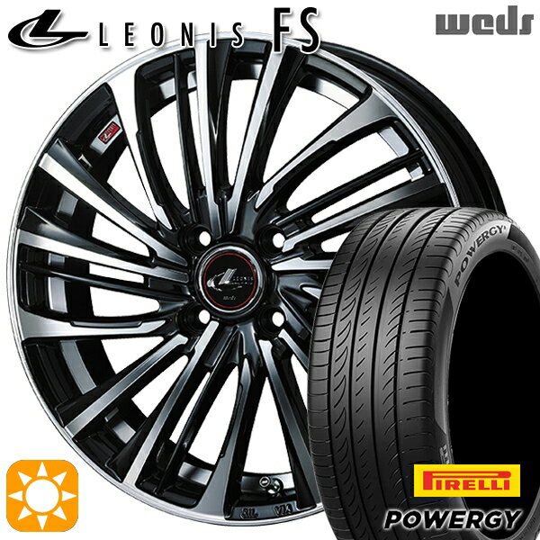 【取付対象】フィット アクア 185/60R15 84H ピレリ パワジー Weds レオニス FS PBMC (パールブラック/ミラーカット) 15インチ 5.5J 4H100 サマータイヤホイールセット