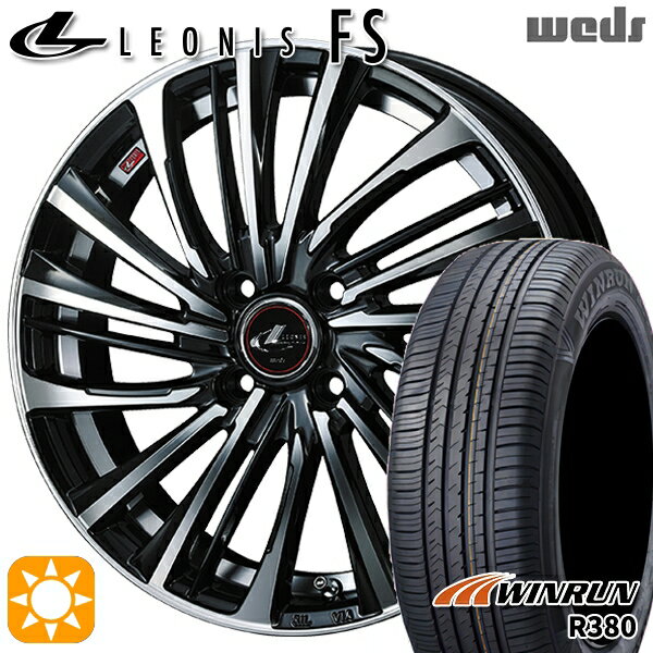 【取付対象】フィット アクア 185/60R15 84H ウィンラン R380 Weds レオニス FS PBMC (パールブラック/ミラーカット) 15インチ 5.5J 4H100 サマータイヤホイールセット