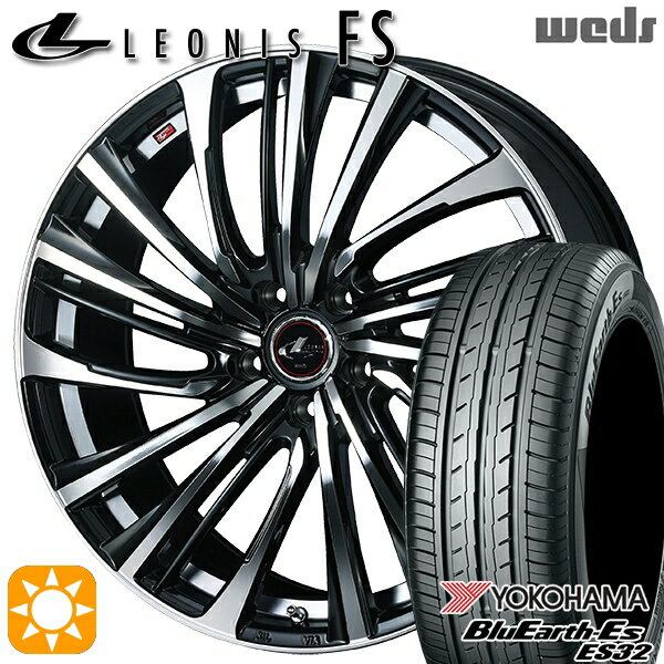 【取付対象】セレナ 215/40R18 85W ヨコハマ ブルーアース ES32 Weds レオニス FS PBMC (パールブラック/ミラーカット) 18インチ 7.0J 5H114.3 サマータイヤホイールセット