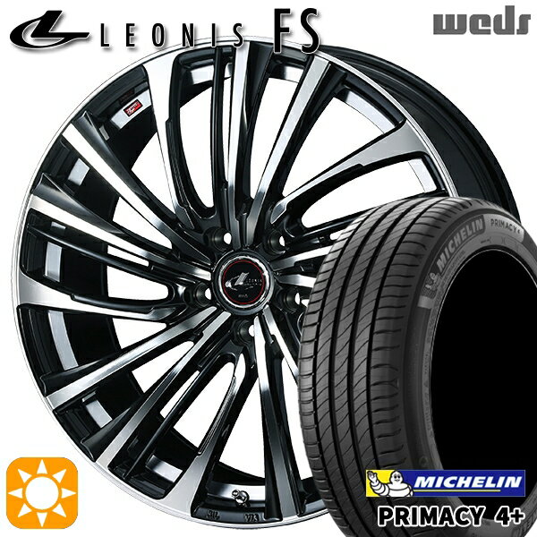 最大2,000円OFFクーポン★プリウス カローラツーリング 215/45R17 91W XL ミシュラン プライマシー4プラス Weds レオニス FS PBMC (パールブラック/ミラーカット) 17インチ 7.0J 5H100 サマータイヤホイールセット