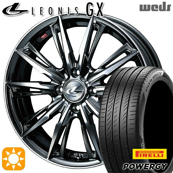【取付対象】マツダ2 ノート 205/45R17 88W XL ピレリ パワジー Weds レオニス GX BMCMC (ブラックメタルコート/ミラーカット) 17インチ 6.5J 4H100 サマータイヤホイールセット