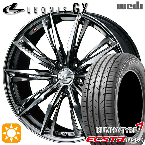 【取付対象】C-HR カローラクロス 215/60R17 100V XL クムホ エクスタ HS52 Weds レオニス GX BMCMC (ブラックメタルコート/ミラーカット) 17インチ 7.0J 5H114.3 サマータイヤホイールセット
