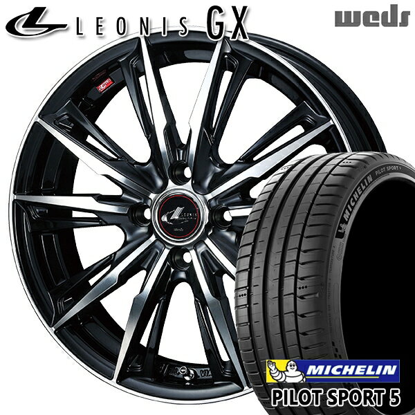 【取付対象】マツダ2 ノート 205/45R17 88Y XL ミシュラン パイロットスポーツ5 Weds レオニス GX PBMC (パールブラック/ミラーカット) 17インチ 6.5J 4H100 サマータイヤホイールセット