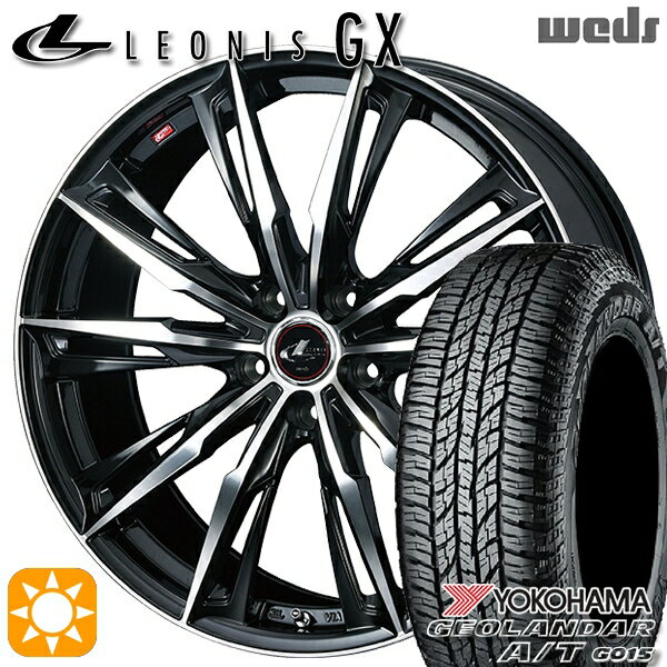 【取付対象】エルグランド クロスロード 215/65R16 98H ヨコハマ ジオランダーA/T G015 Weds レオニス GX PBMC (パールブラック/ミラーカット) 16インチ 6.5J 5H114.3 サマータイヤホイールセット