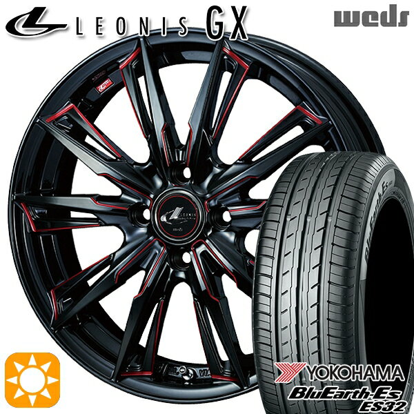 【取付対象】ウェイク 165/55R15 75V ヨコハマ ブルーアース ES32 Weds レオニス GX BK/SC[RED] (ブラック/SCマシニング[レッド]) 15インチ 4.5J 4H100 サマータイヤホイールセット