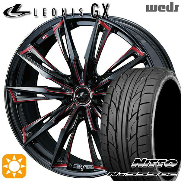 【取付対象】225/45R18 95Y XL ニットー NT555 G2 Weds レオニス GX BK/SC[RED] (ブラック/SCマシニング[レッド]) 18インチ 8.0J 5H114.3 サマータイヤホイールセット