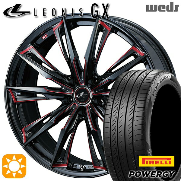 【取付対象】225/40R19 93W XL ピレリ パワジー Weds レオニス GX BK/SC[RED] (ブラック/SCマシニング[レッド]) 19インチ 8.0J 5H114.3 サマータイヤホイールセット