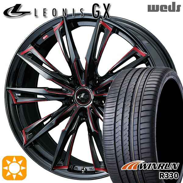 【取付対象】225/35R20 93W XL ウィンラン R330 Weds レオニス GX BK/SC[RED] (ブラック/SCマシニング[レッド]) 20インチ 8.5J 5H114.3 サマータイヤホイールセット