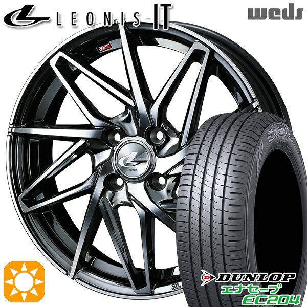 【取付対象】ウェイク 165/55R15 75H ダンロップ エナセーブ EC204 Weds レオニス IT BMCMC (ブラックメタルコート/ミラーカット) 15インチ 4.5J 4H100 サマータイヤホイールセット