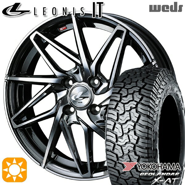【取付対象】アゲトラ 145R14C 85/83Q ヨコハマ ジオランダーX-AT G016 Weds レオニス IT BMCMC (ブラックメタルコート/ミラーカット) 14インチ 4.5J 4H100 サマータイヤホイールセット