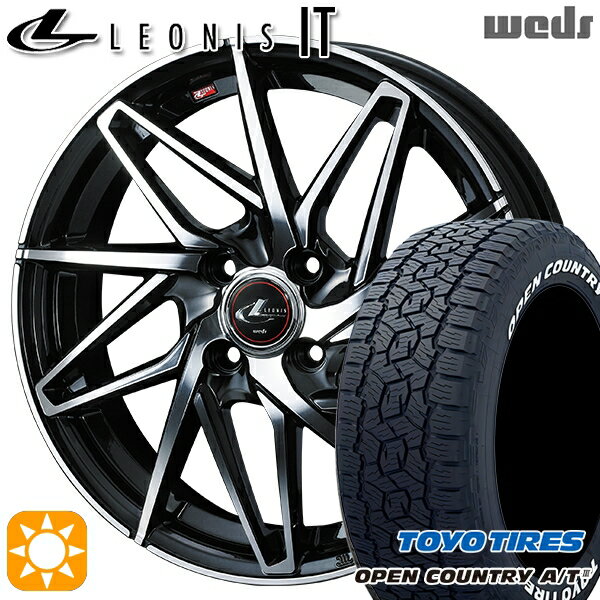 【取付対象】アクア マツダ2 ノート 185/65R15 88H トーヨー オープンカントリーA/T3 ホワイトレター Weds レオニス IT PBMC (パールブラック/ミラーカット) 15インチ 5.5J 4H100 サマータイヤホイールセット