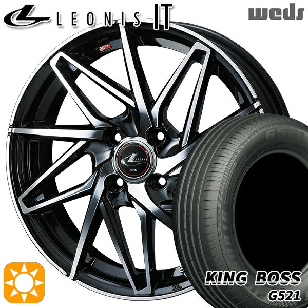 【18日限定!ダイヤモンド会員限定P13倍!】 165/65R15 81H キングボス G521 Weds レオニス IT PBMC (パールブラック/ミラーカット) 15インチ 4.5J 4H100 サマータイヤホイールセット