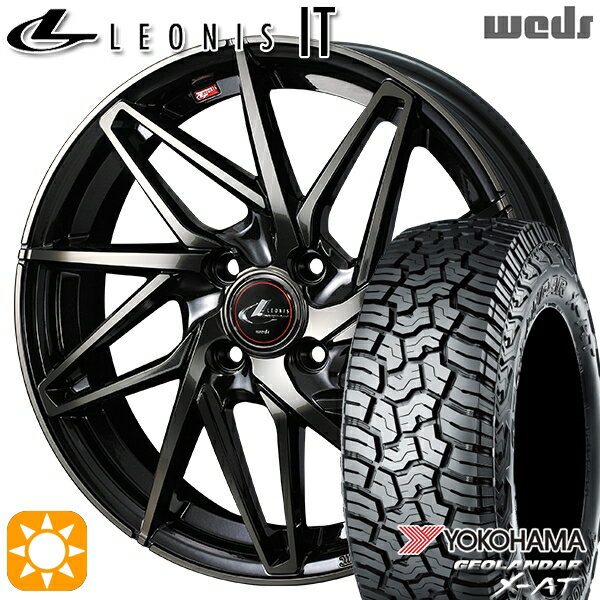 【取付対象】アゲトラ 145R14C 85/83Q ヨコハマ ジオランダーX-AT G016 Weds レオニス IT PBMC/TI (パールブラック ミラーカット/チタントップ) 14インチ 4.5J 4H100 サマータイヤホイールセット