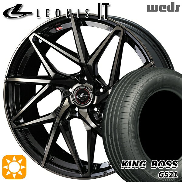 【取付対象】リーフ ノア 205/55R16 91V キングボス G521 Weds レオニス IT PBMC/TI (パールブラック ミラーカット/チタントップ) 16インチ 6.5J 5H114.3 サマータイヤホイールセット