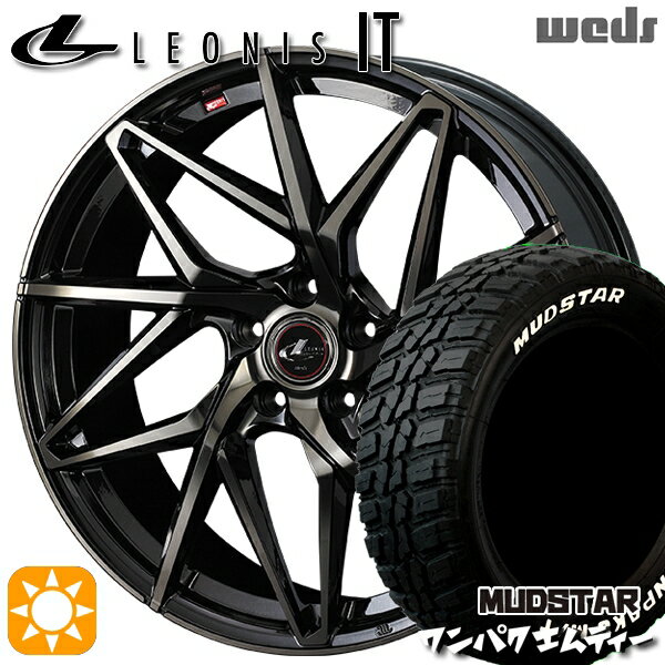 【取付対象】235/70R16 106S WL マッドスター ワンパク M/T ホワイトレター Weds レオニス IT PBMC/TI (パールブラック ミラーカット/チタントップ) 16インチ 6.5J 5H114.3 サマータイヤホイールセット