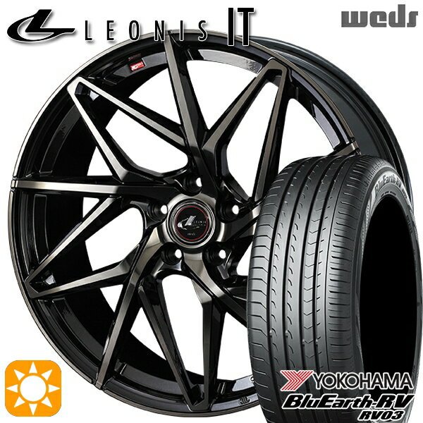 最大2,000円OFFクーポン★プリウス カローラ 195/65R15 91H ヨコハマ ブルーアース RV03 Weds レオニス IT PBMC/TI (パールブラック ミラーカット/チタントップ) 15インチ 6.0J 5H100 サマータイヤホイールセット