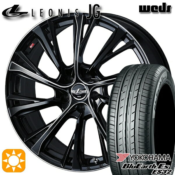 【取付対象】リーフ レヴォーグ 215/50R17 95V XL ヨコハマ ブルーアース ES32 Weds ウェッズ レオニス JG BK/SC 17インチ 7.0J 5H114.3 サマータイヤホイールセット
