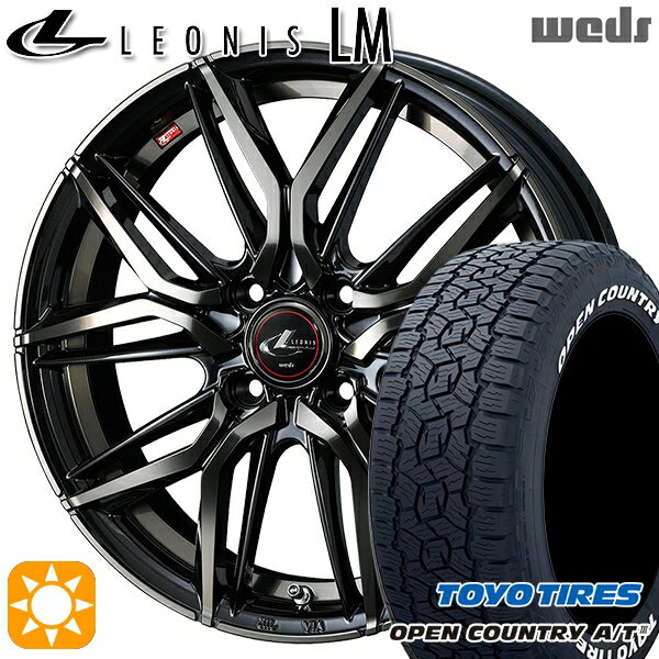 【取付対象】アゲ軽 165/80R14 97/95N トーヨー オープンカントリーA/T3 ホワイトレター Weds レオニス LM PBMC/TI (パールブラック ミラーカット/チタントップ) 14インチ 4.5J 4H100 サマータイヤホイールセット