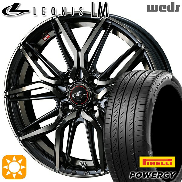【取付対象】マツダ2 ノート 205/45R17 88W XL ピレリ パワジー Weds レオニス LM PBMC/TI (パールブラック ミラーカット/チタントップ) 17インチ 6.5J 4H100 サマータイヤホイールセット