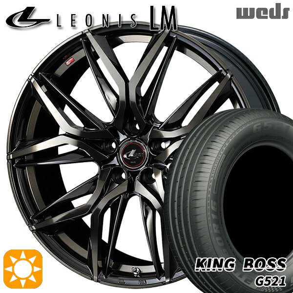 【取付対象】リーフ ノア 205/55R16 91V キングボス G521 Weds レオニス LM PBMC/TI (パールブラック ミラーカット/チタントップ) 16インチ 6.5J 5H114.3 サマータイヤホイールセット