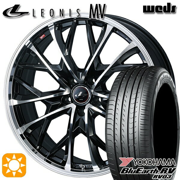 【取付対象】215/60R16 95H ヨコハマ ブルーアース RV03 Weds レオニス MV PBMC (パールブラック/ミラーカット) 16インチ 6.5J 5H114.3 サマータイヤホイールセット