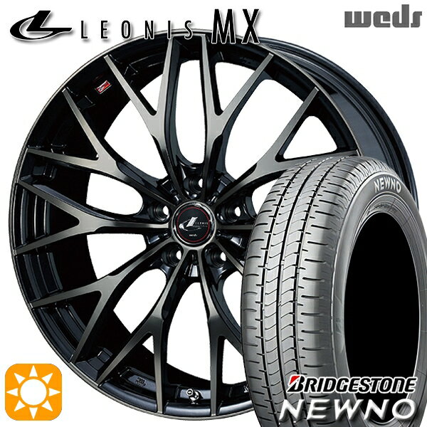 【取付対象】215/45R18 93W XL ブリヂストン ニューノ Weds レオニス MX PBMC/TI (パールブラック ミラーカット/チタントップ) 18インチ 7.0J 5H114.3 サマータイヤホイールセット