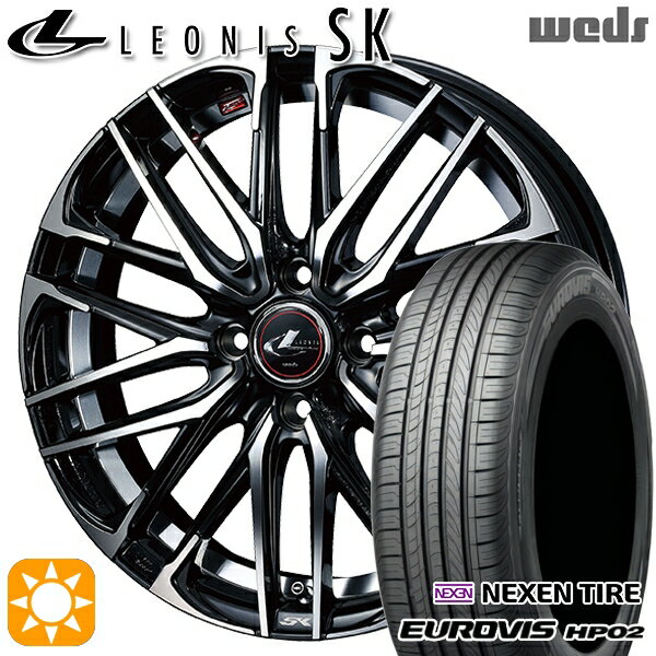 【取付対象】155/65R14 ネクセン ロードストーン ユーロビズ HP02 Weds レオニス SK PBMC (パールブラック ミラーカット) 14インチ 4.5J 4H100 サマータイヤホイールセット