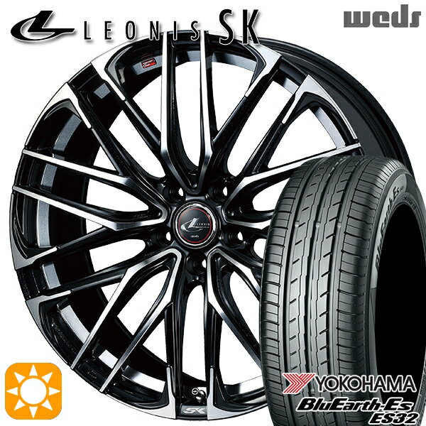 【取付対象】セレナ 215/40R18 85W ヨコハマ ブルーアース ES32 Weds レオニス SK PBMC (パールブラック ミラーカット) 18インチ 7.0J 5H114.3 サマータイヤホイールセット