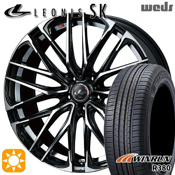 【取付対象】マツダ6 エクストレイル 225/60R18 104V XL ウィンラン R380 Weds レオニス SK PBMC (パールブラック ミラーカット) 18インチ 7.0J 5H114.3 サマータイヤホイールセット