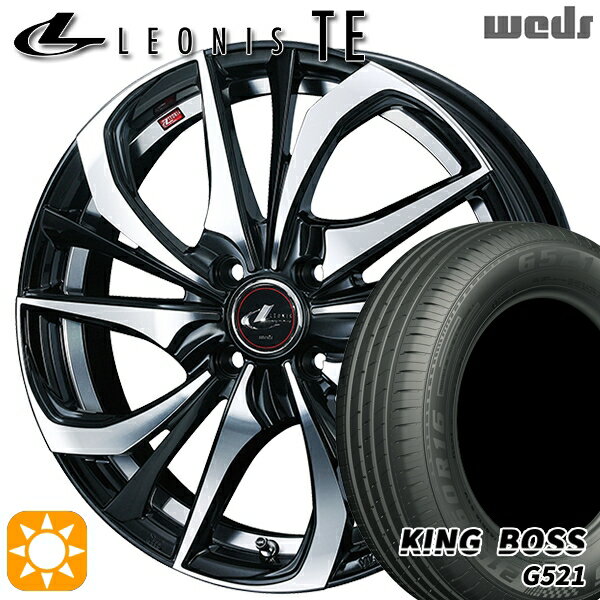 【取付対象】フィット アクア 185/60R15 84H キングボス G521 Weds レオニス TE PBMC (パールブラック ミラーカット) 15インチ 5.5J 4H100 サマータイヤホイールセット