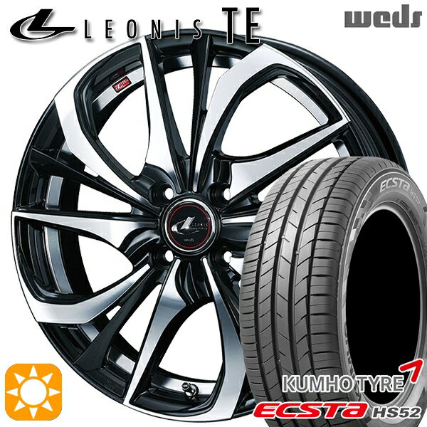 【取付対象】195/45R16 84V XL クムホ エクスタ HS52 Weds レオニス TE PBMC (パールブラック ミラーカット) 16インチ 6.0J 4H100 サマータイヤホイールセット