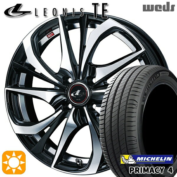 【取付対象】フィット アクア 185/60R15 88H XL ミシュラン プライマシー4 Weds レオニス TE PBMC (パールブラック ミラーカット) 15インチ 5.5J 4H100 サマータイヤホイールセット