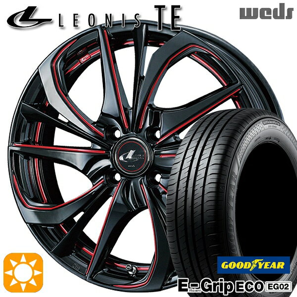 【取付対象】165/50R16 75V グッドイヤー エフィシェントグリップ EG02 Weds レオニス TE BK/SC[RED] (ブラック/SCマシニング[レッド]) 16インチ 5.0J 4H100 サマータイヤホイールセット
