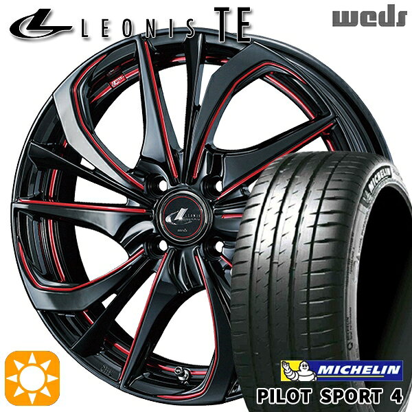 【取付対象】マツダ2 ノート 205/45R17 (88Y) XL ミシュラン パイロットスポーツ4 Weds レオニス TE BK/SC[RED] (ブラック/SCマシニング[レッド]) 17インチ 6.5J 4H100 サマータイヤホイールセット