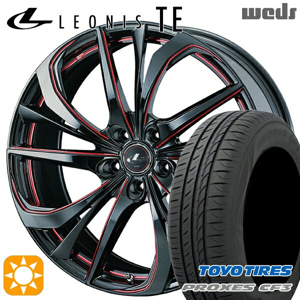 【取付対象】フォレスターSK9/SKE エクストレイル 225/55R17 101V XL トーヨー プロクセス CF3 Weds レオニス TE BK/SC[RED] (ブラック/SCマシニング[レッド]) 17インチ 7.0J 5H114.3 サマータイヤホイールセット