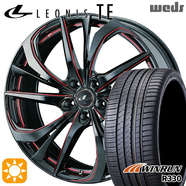 【取付対象】マークX スカイライン 225/45R18 95W XL ウィンラン R330 Weds レオニス TE BK/SC[RED] (ブラック/SCマシニング[レッド]) 18インチ 7.0J 5H114.3 サマータイヤホイールセット