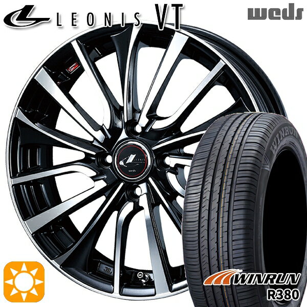 【取付対象】アクア ヴィッツ 165/70R14 81T ウィンラン R380 Weds レオニス VT PBMC (パールブラック ミラーカット) 14インチ 5.5J 4H100 サマータイヤホイールセット