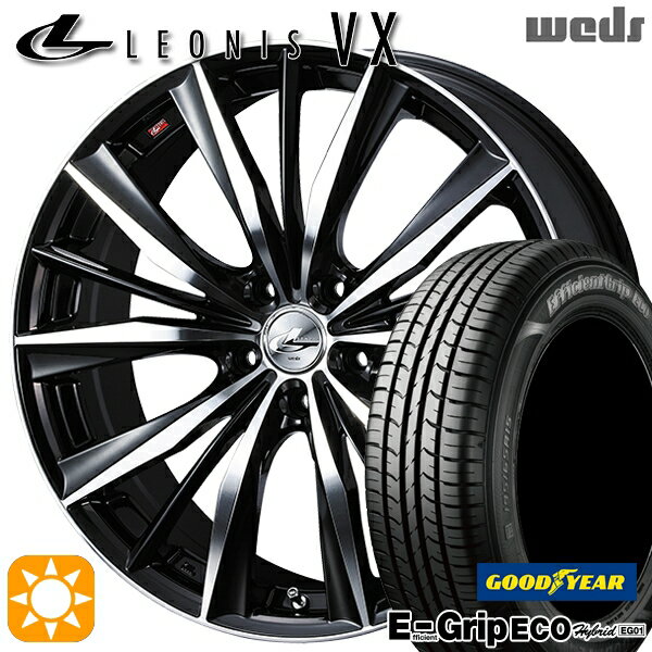 【取付対象】リーフ レヴォーグ 215/50R17 91V グッドイヤー エフィシェントグリップ エコ EG01 Weds レオニス VX BKMC (ブラック ミラーカット) 17インチ 7.0J 5H114.3 サマータイヤホイールセット