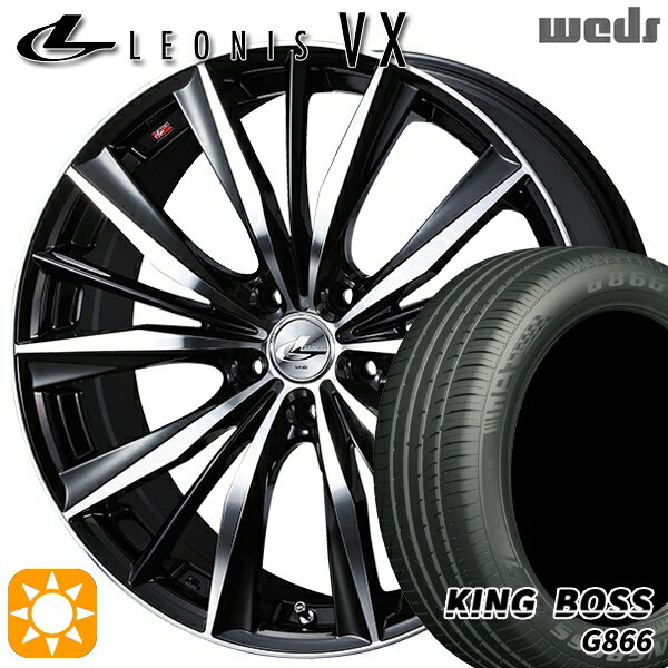 【取付対象】アイシス ノア 215/45R17 91W XL キングボス G866 Weds レオニス VX BKMC (ブラック ミラーカット) 17インチ 7.0J 5H114.3 サマータイヤホイールセット