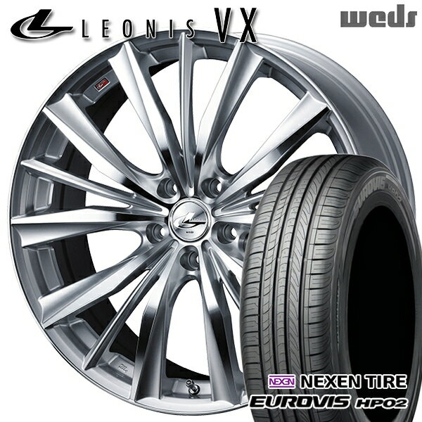 【取付対象】185/65R15 ネクセン ロードストーン ユーロビズ HP02 Weds レオニス VX HSMC (ハイパーシルバー ミラーカット) 15インチ 6.0J 5H100 サマータイヤホイールセット