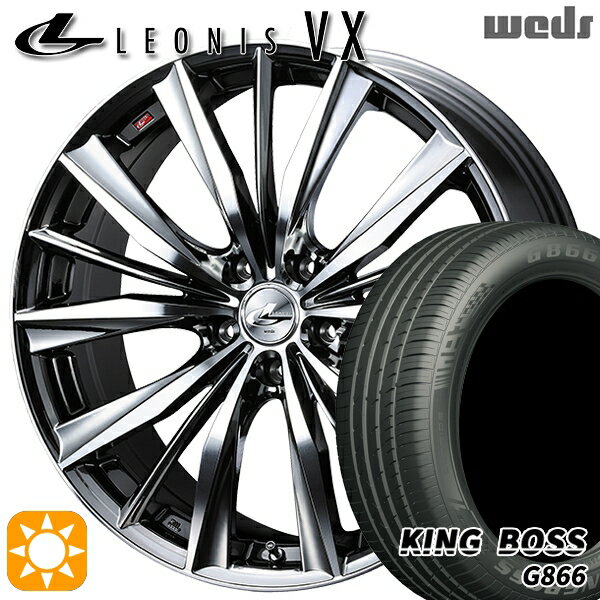 【取付対象】205/50R17 93W XL キングボス G866 Weds レオニス VX BMCMC (ブラックメタルコート ミラーカット) 17インチ 7.0J 5H114.3 サマータイヤホイールセット