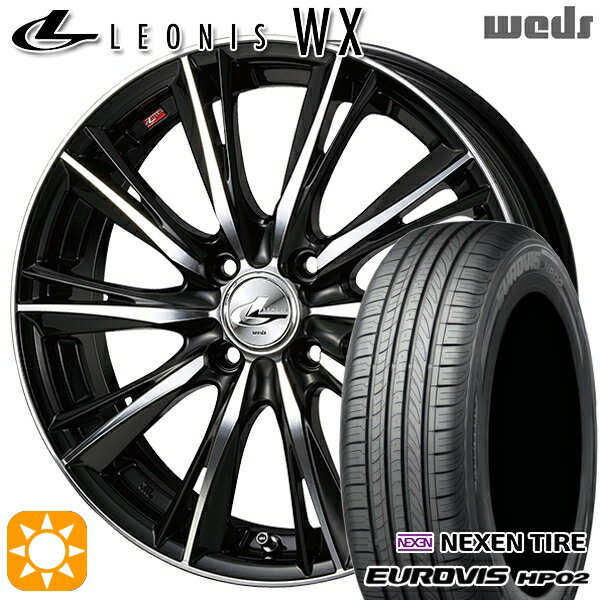 【取付対象】185/65R15 ネクセン ロードストーン ユーロビズ HP02 Weds レオニス WX BKMC (ブラック ミラーカット) 15インチ 5.5J 4H100 サマータイヤホイールセット