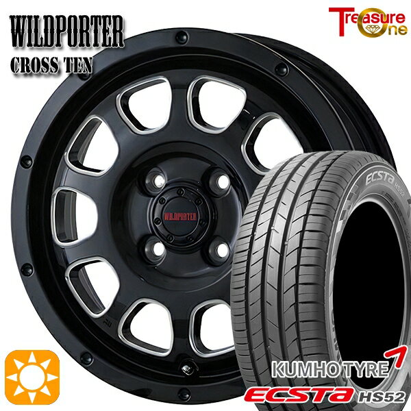 【取付対象】195/45R16 84V XL クムホ エクスタ HS52 トレジャーワン ワイルドポーター クロステン BK/SM 16インチ 6.0J 4H100 サマータイヤホイールセット