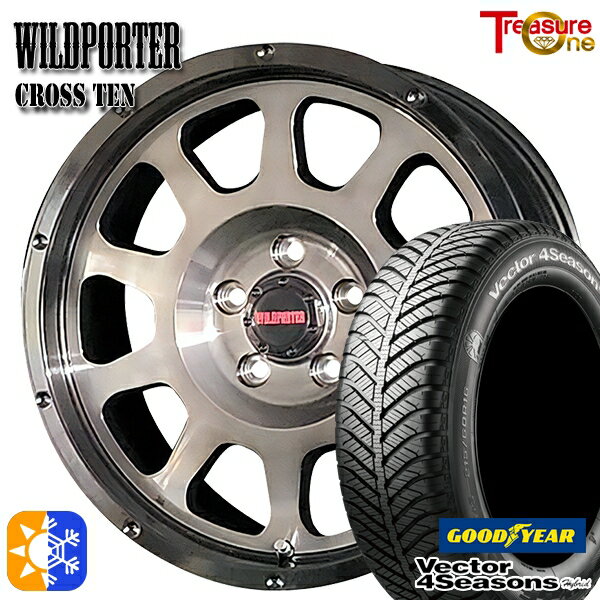 エクストレイル アテンザ 225/55R17 101H XL グッドイヤー ベクター フォーシーズンズ トレジャーワン ワイルトポーター クロス10 17インチ 7.5J 5H114.3 ブラックポリッシュ/ブラッククリア オールシーズンタイヤホイールセット