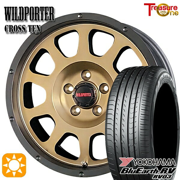 【取付対象】リーフ レヴォーグ 215/50R17 95V XL ヨコハマ ブルーアース RV03 トレジャーワン ワイルドポーター クロステン ブロンズ 17インチ 7.5J 5H114.3 サマータイヤホイールセット
