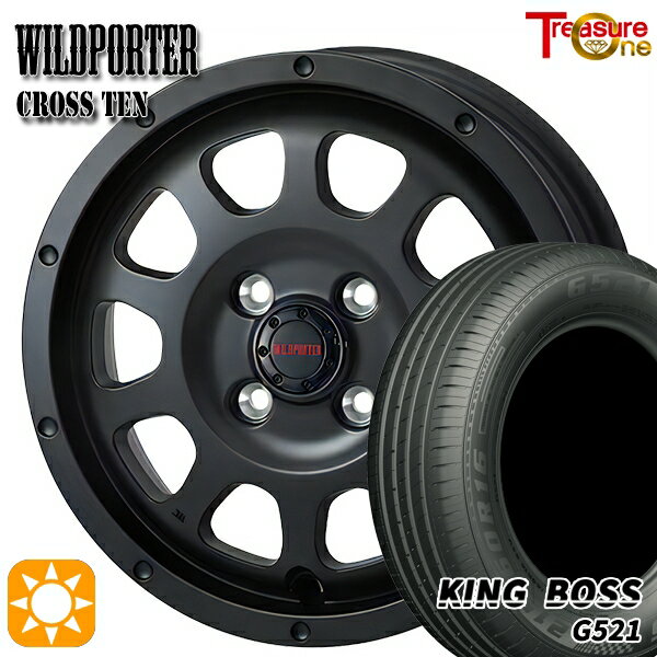【取付対象】165/60R14 75H キングボス G521 トレジャーワン ワイルドポーター クロステン マットブラック 14インチ 4.5J 4H100 サマータイヤホイールセット