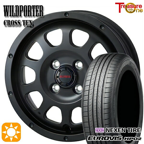 【取付対象】155/65R14 ネクセン ロードストーン ユーロビズ HP02 トレジャーワン ワイルドポーター クロステン マットブラック 14インチ 4.5J 4H100 サマータイヤホイールセット